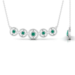 Contemporary Emerald Bar Necklace with Diamond