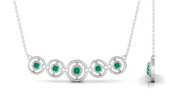Contemporary Emerald Bar Necklace with Diamond