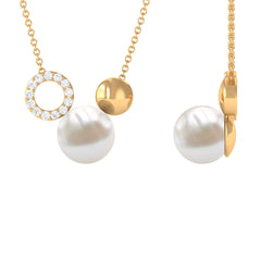 6.25 CT Freshwater Pearl and Diamond Mickey Mouse Cocktail Necklace