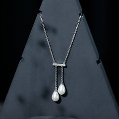 Genuine Freshwater Pearl and Diamond Bar Drop Necklace with Certificate