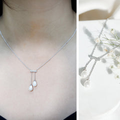 Genuine Freshwater Pearl and Diamond Bar Drop Necklace with Certificate