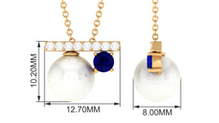 Round Freshwater Pearl and Blue Sapphire Estate Necklace with Moissanite