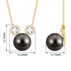 Tahitian Pearl and Diamond Mickey Necklace