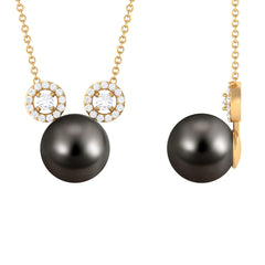 Tahitian Pearl and Diamond Mickey Necklace
