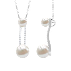 Designer Freshwater Pearl Dangle Pendant with Diamond