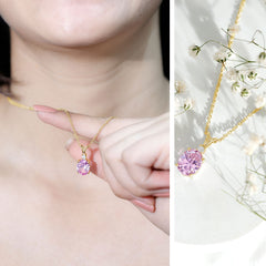 4 Carat Lab Created Pink Sapphire Oval Necklace