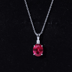 4 Carat Lab Created Ruby Bridal Necklace with Chain