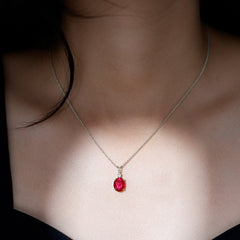 4 Carat Lab Created Ruby Bridal Necklace with Chain