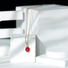 4 Carat Lab Created Ruby Bridal Necklace with Chain