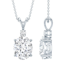 Certified 8X10 MM Oval CZ Diamond Solitaire Necklace with Chain