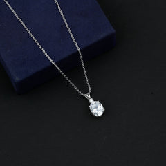 Simulated Diamond Simple Pendant Necklace