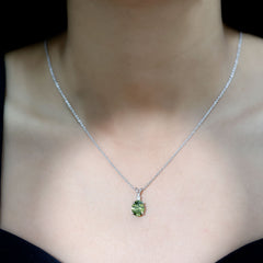 4 Carat Lab Grown Oval Shaped Green Sapphire Solitaire Necklace