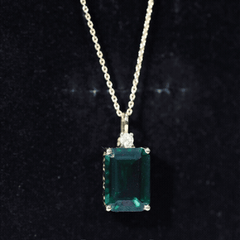 Certified 8.2 Carat Lab Grown Emerald Solitaire Pendant with Moissanite