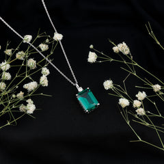 Certified 8.2 Carat Lab Grown Emerald Solitaire Pendant with Moissanite