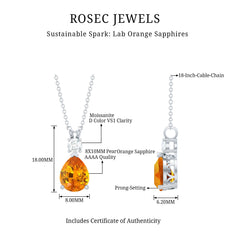 Lab Created Orange Sapphire Statement Necklace with Moissanite