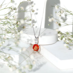 Lab Created Orange Sapphire Statement Necklace with Moissanite