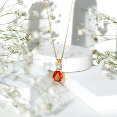 Lab Created Orange Sapphire Statement Necklace with Moissanite