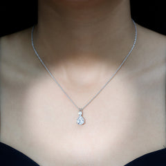 Certified 3 Carat Cubic Zirconia Pear Drop Necklace with Silver Chain