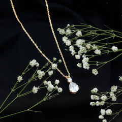 Pear and Round Shaped Zirconia Drop Pendant