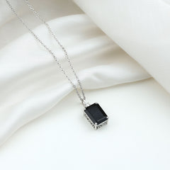 3.48 Carat Emerald Cut Lab Created Black Diamond Solitaire Necklace