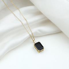 3.48 Carat Emerald Cut Lab Created Black Diamond Solitaire Necklace