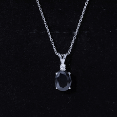 4.2 Carat Oval Shape Lab Created Black Diamond Solitaire Pendant Necklace