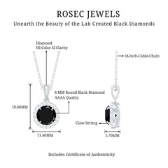 2 Carat Round Lab Created Black Diamond Halo Pendant with White Diamond