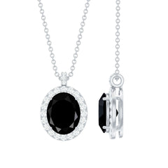 4.2 Carat Oval Shape Lab Created Black Diamond Statement Necklace