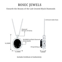 4.2 Carat Oval Shape Lab Created Black Diamond Statement Necklace