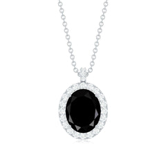 4.2 Carat Oval Shape Lab Created Black Diamond Statement Necklace