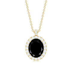 4.2 Carat Oval Shape Lab Created Black Diamond Statement Necklace
