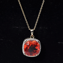 Lab Created Orange Sapphire Statement Necklace With Chain
