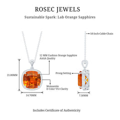 Lab Created Orange Sapphire Statement Necklace With Chain