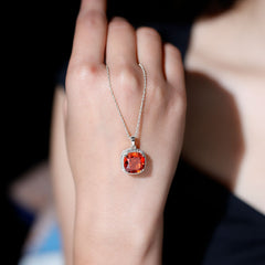 Lab Created Orange Sapphire Statement Necklace With Chain