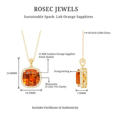 Lab Created Orange Sapphire Statement Necklace With Chain