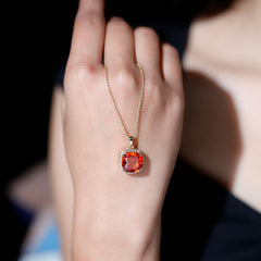 Lab Created Orange Sapphire Statement Necklace With Chain