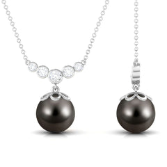 Designer Tahitian Pearl and Diamond Graduated Necklace