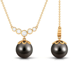 Designer Tahitian Pearl and Diamond Graduated Necklace
