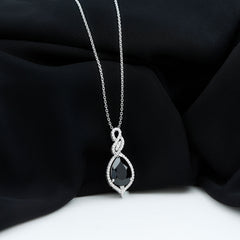 1.75 Carat Pear Shape Black Spinel Statement Necklace with Moissanites