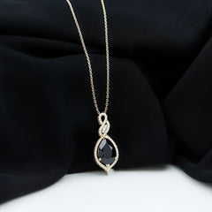 1.75 Carat Pear Shape Black Spinel Statement Necklace with Moissanites
