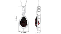 4 Carat Pear Shape Garnet and Diamond Teardrop Necklace