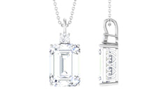 Certified 4.5 Carat Emerald Cut Moissanite Pendant for Women