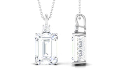 Certified 4.5 Carat Emerald Cut Moissanite Pendant for Women
