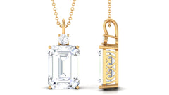 Certified 4.5 Carat Emerald Cut Moissanite Pendant for Women