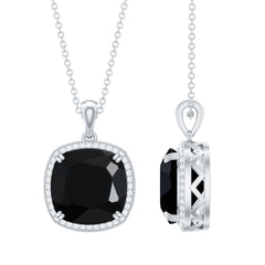 Lab Grown 12MM Black Diamond Cocktail Necklace With Chain