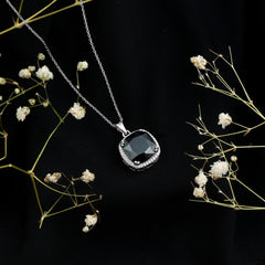 Lab Grown 12MM Black Diamond Cocktail Necklace With Chain