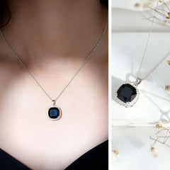 Lab Grown 12MM Black Diamond Cocktail Necklace With Chain