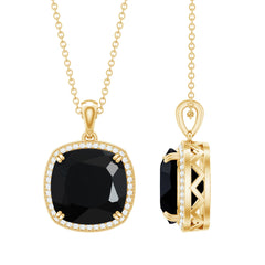 Lab Grown 12MM Black Diamond Cocktail Necklace With Chain