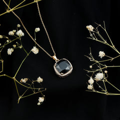Lab Grown 12MM Black Diamond Cocktail Necklace With Chain