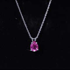 Certified 1.8 Carat Lab Grown Pink Sapphire Teardrop Necklace